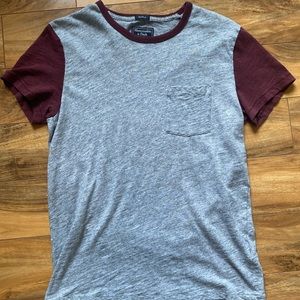 Grey/Maroon color block T-shirt